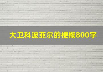 大卫科波菲尔的梗概800字