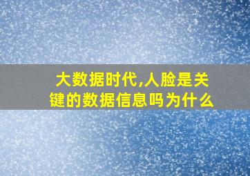 大数据时代,人脸是关键的数据信息吗为什么