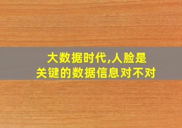 大数据时代,人脸是关键的数据信息对不对