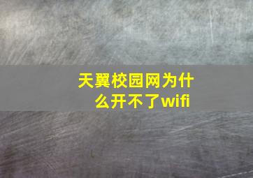 天翼校园网为什么开不了wifi