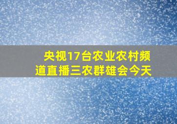 央视17台农业农村频道直播三农群雄会今天