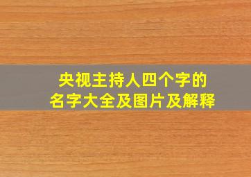 央视主持人四个字的名字大全及图片及解释