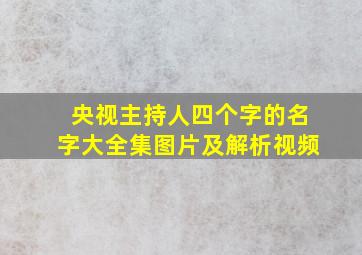 央视主持人四个字的名字大全集图片及解析视频