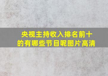 央视主持收入排名前十的有哪些节目呢图片高清