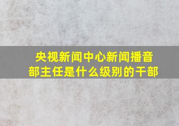 央视新闻中心新闻播音部主任是什么级别的干部