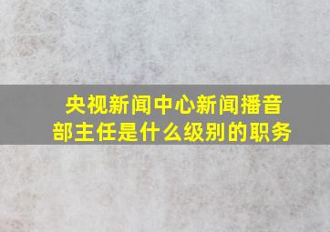 央视新闻中心新闻播音部主任是什么级别的职务