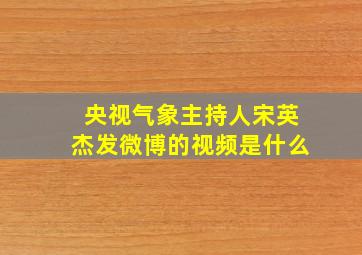 央视气象主持人宋英杰发微博的视频是什么