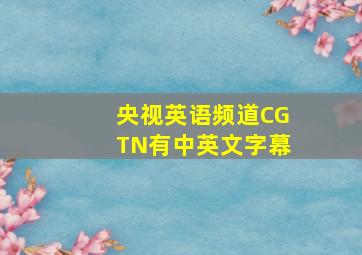 央视英语频道CGTN有中英文字幕