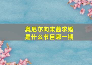 奥尼尔向宋茜求婚是什么节目哪一期