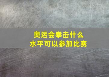 奥运会拳击什么水平可以参加比赛