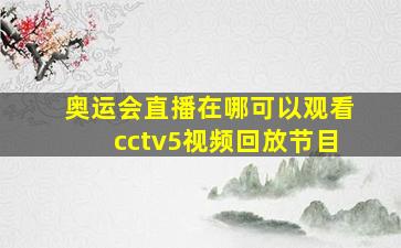 奥运会直播在哪可以观看cctv5视频回放节目