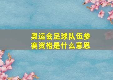 奥运会足球队伍参赛资格是什么意思