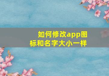 如何修改app图标和名字大小一样