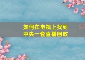 如何在电视上找到中央一套直播回放