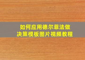 如何应用德尔菲法做决策模板图片视频教程