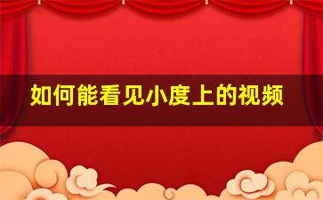 如何能看见小度上的视频