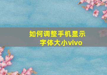 如何调整手机显示字体大小vivo