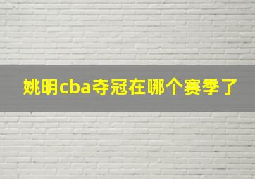 姚明cba夺冠在哪个赛季了