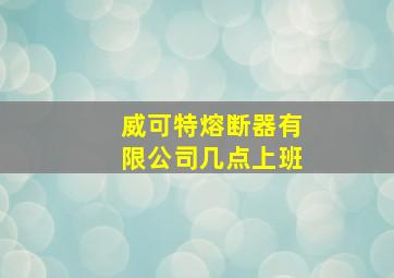 威可特熔断器有限公司几点上班