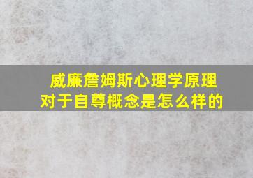 威廉詹姆斯心理学原理对于自尊概念是怎么样的