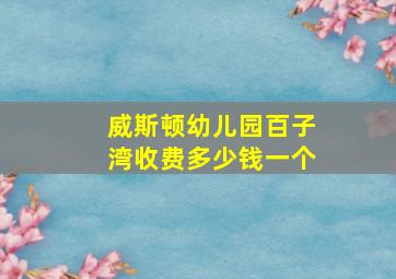 威斯顿幼儿园百子湾收费多少钱一个