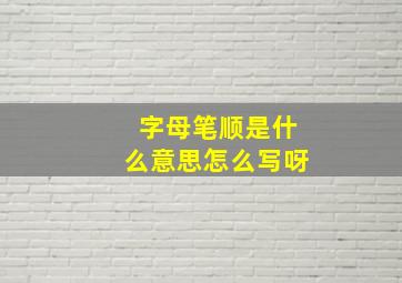 字母笔顺是什么意思怎么写呀