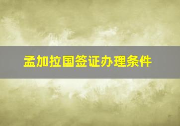 孟加拉国签证办理条件