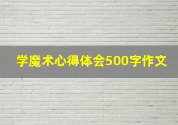 学魔术心得体会500字作文