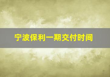 宁波保利一期交付时间