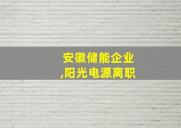 安徽储能企业,阳光电源离职