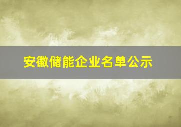 安徽储能企业名单公示