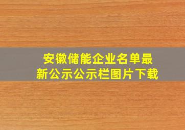 安徽储能企业名单最新公示公示栏图片下载