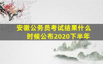 安徽公务员考试结果什么时候公布2020下半年