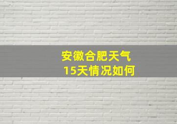 安徽合肥天气15天情况如何