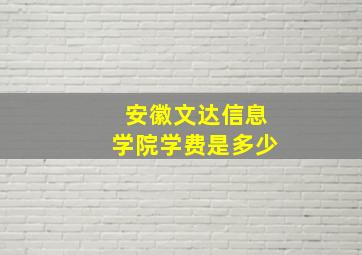 安徽文达信息学院学费是多少