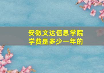 安徽文达信息学院学费是多少一年的