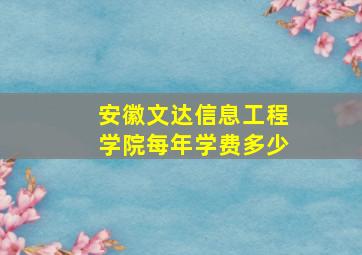 安徽文达信息工程学院每年学费多少