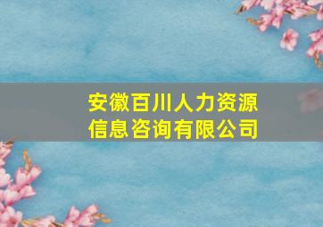 安徽百川人力资源信息咨询有限公司