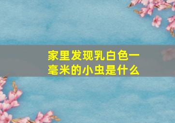 家里发现乳白色一毫米的小虫是什么