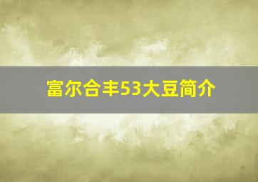 富尔合丰53大豆简介