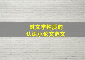 对文学性质的认识小论文范文