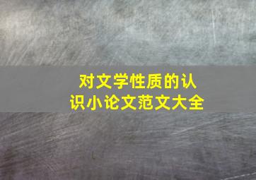 对文学性质的认识小论文范文大全