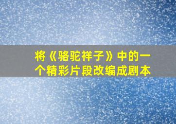 将《骆驼祥子》中的一个精彩片段改编成剧本