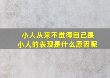 小人从来不觉得自己是小人的表现是什么原因呢