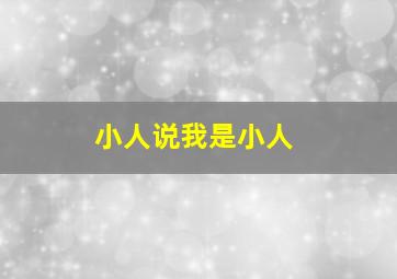 小人说我是小人