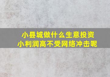 小县城做什么生意投资小利润高不受网络冲击呢