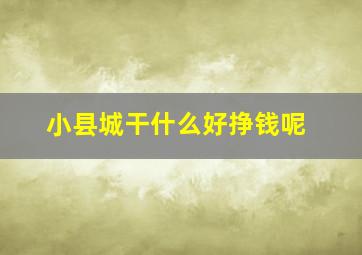 小县城干什么好挣钱呢