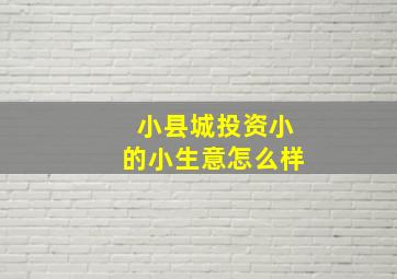 小县城投资小的小生意怎么样