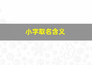 小字取名含义