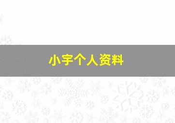 小宇个人资料